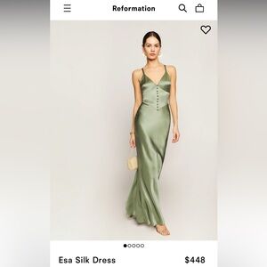 Never worn reformation silk dress with tags